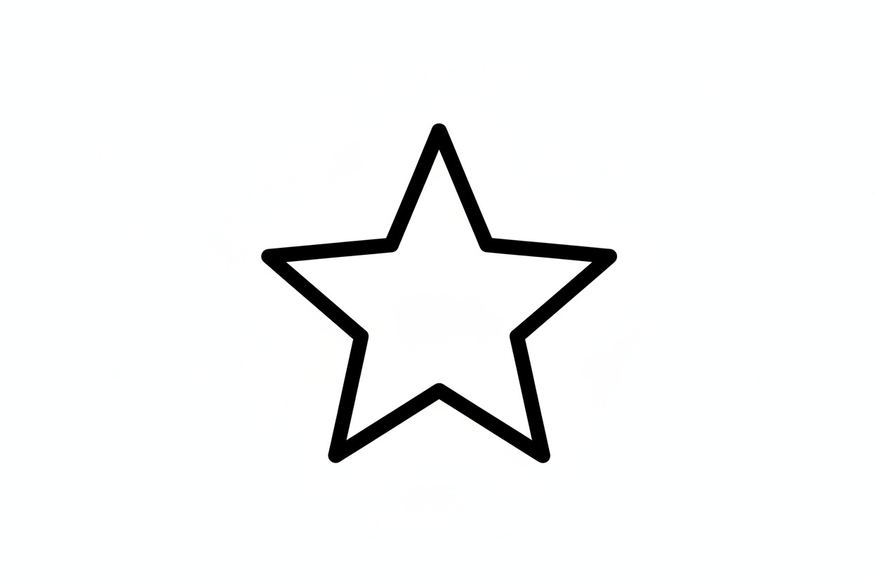 A simple black outline of a five-pointed star on a white background.